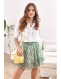 Chiffon mini skirt with flowers, green MP803720 - Online store - Boutique